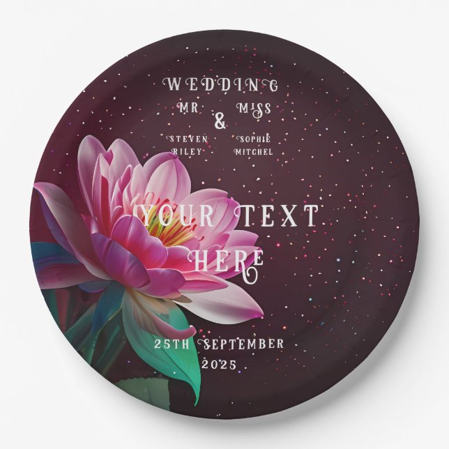 Plato De Papel Floral Lotus Boda Suite | Starry Night Romance (Anverso)