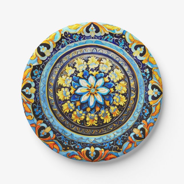 Plato De Papel Floral mallónica española de origen romano (Anverso)