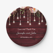 Floral Maroon Wooden Rustic Boda