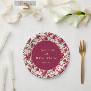 Plato De Papel Floral Marrón Romántico