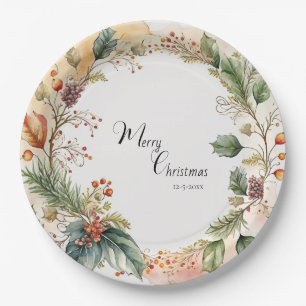 Plato De Papel Floral Merry Christmas Fiesta Classic