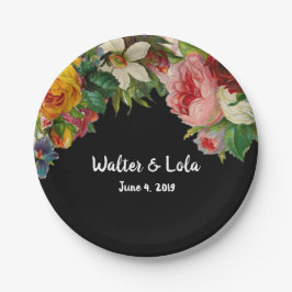 Plato De Papel Floral Noir