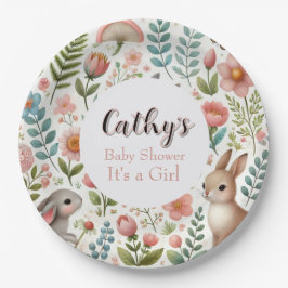 Plato de papel floral para baby shower de niña