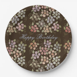 Plato De Papel Floral pastel con marrón