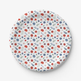 Plato de papel floral patriótico | Americana de ve