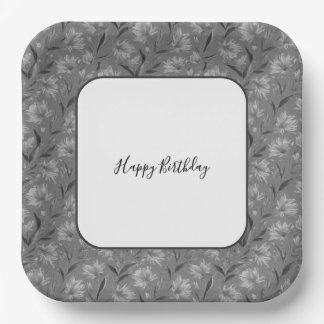 Plato De Papel Floral Pattern Square