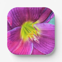 Plato De Papel Floral Pink Daylily Bloom