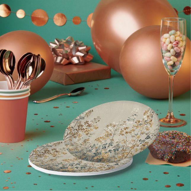 Plato De Papel floral prado ámbar (Multi)