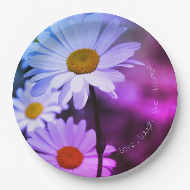 Plato De Papel Floral Púrpura Y Azul (Anverso)