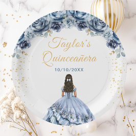Plato De Papel Floral Quinceañera