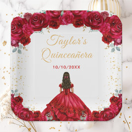 Plato De Papel Floral Quinceañera