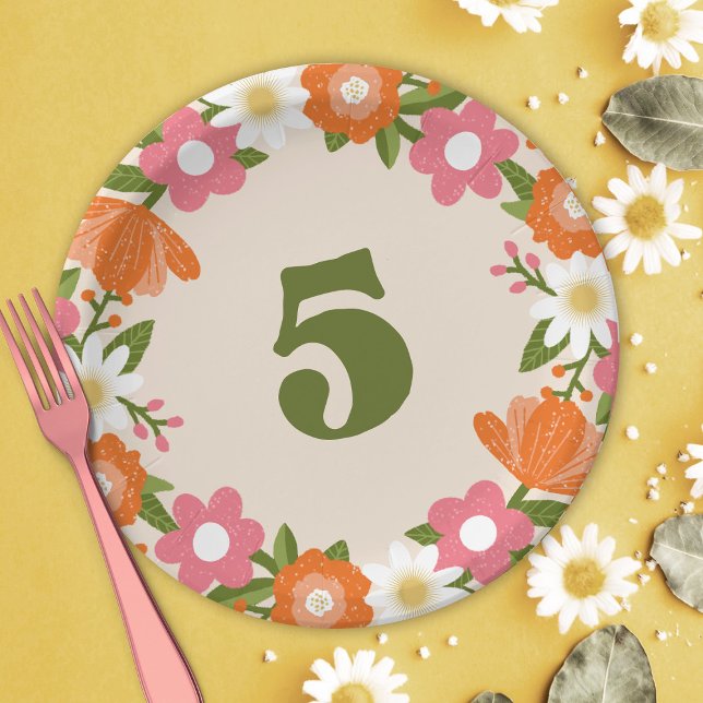 Plato De Papel Floral retro cutánea 5 | Quinto cumpleaños de los  (Subido por el creador)