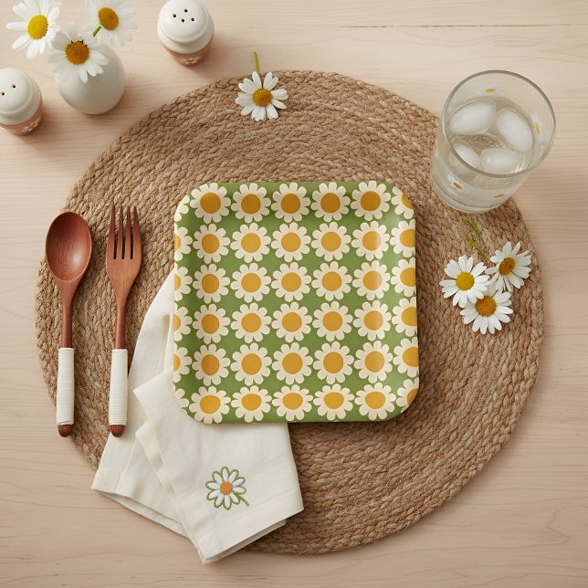 Plato De Papel Floral Retro Daisy Spring (Subido por el creador)