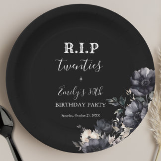 Plato De Papel Floral RIP Twenties 30th Birthday Party
