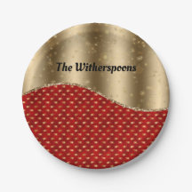 Floral roja navidad con cinta de oro y nombre