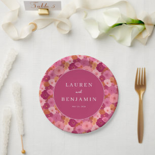 Plato De Papel Floral Rosa Alegre