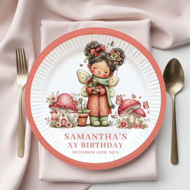 Plato de Papel Floral Rosa Cumpleaños 4 Harmony Fa (Harmony Fairy 4th Birthday Pink Floral Paper Plates)