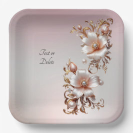 Plato de Papel Floral Rosa Decorativo