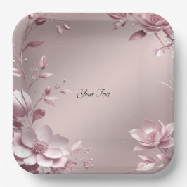 Plato de papel floral rosa delicado