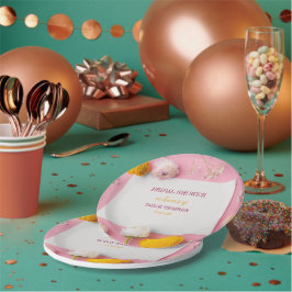 Plato De Papel Floral rosa ducha de novia