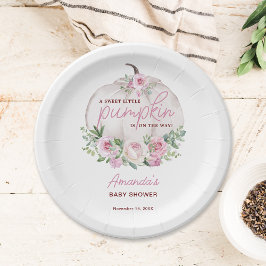 Plato De Papel Floral rosa Rubor Pequeña Calabaza Baby Shower