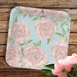 Plato De Papel Floral rosa y azul de Rubor