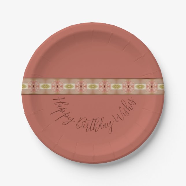 Plato De Papel Floral rosada (Anverso)