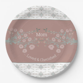 Plato De Papel Floral rosada