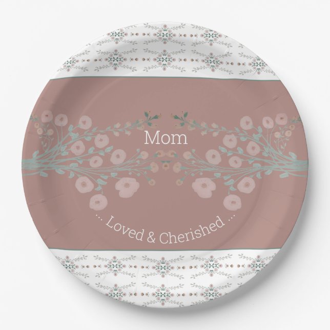 Plato De Papel Floral rosada (Anverso)