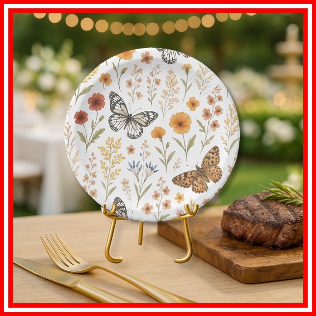 Plato De Papel Floral silvestre Boho (Subido por el creador)