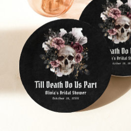Plato De Papel Floral Skull Gótico Negro Halloween Bridal Shower