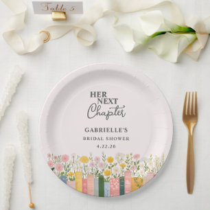 Plato De Papel Floral Storybook: Su próximo capítulo, ducha de no