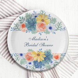Plato De Papel Floral Succulum Macaron Bridal Shower