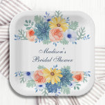 Plato De Papel Floral Succulum Macaron Bridal Shower<br><div class="desc">Floral Succulent Macaron Bridal Shower Fiesta Paper Plates de papel con flores de papel y flores de color agua elegantes sobre un fondo blanco. Personalice editando el texto en los cuadros de texto. Diseñado por ©Evco Studio www.zazzle.com/store/evcostudio</div>