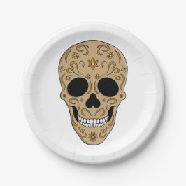 Plato De Papel Floral Sugar Skull Dia de los Muertos