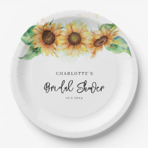 Plato De Papel Floral Sunflower Botanical Bridal Shower