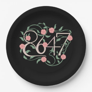 Plato De Papel Floral Sutil Anti Trump 8647 86 47 Boho
