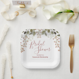 Plato De Papel Floral Top Border Bridal Shower Template