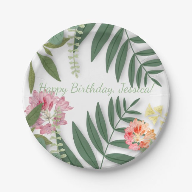 Plato De Papel Floral tropical (Anverso)