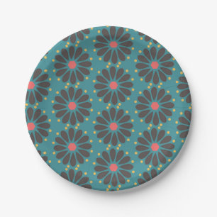 Plato De Papel Floral - turquesa