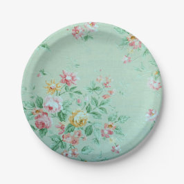 Plato De Papel Floral verde