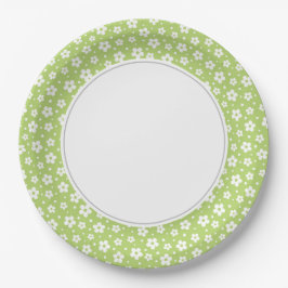 Plato De Papel Floral verde blanca