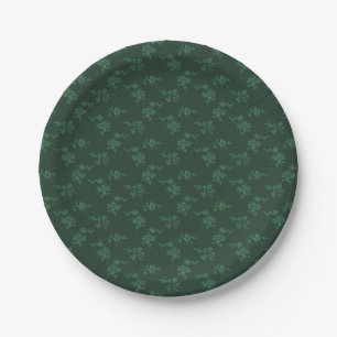 Plato De Papel Floral Verde de Navidad