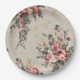 Plato De Papel Floral Vintage