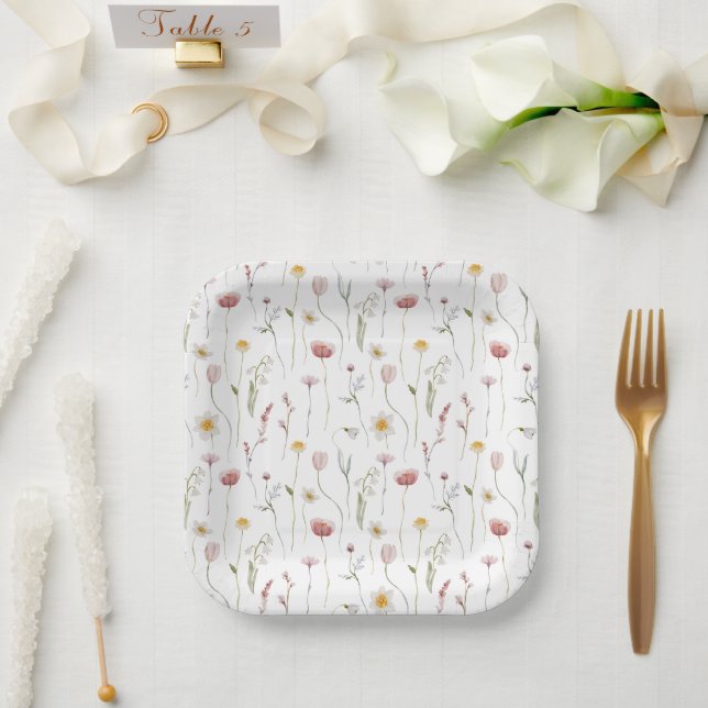 Plato De Papel Floral Vintage (Boda)