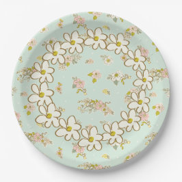 Plato De Papel Floral Vintage Bonito Daisy Shabby Chic