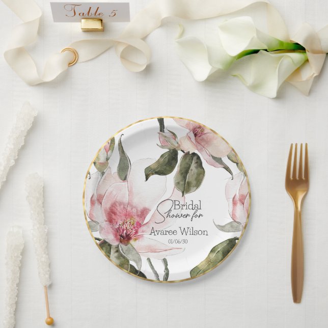 Plato De Papel Floral Watercolor Bridal Shower (Boda)