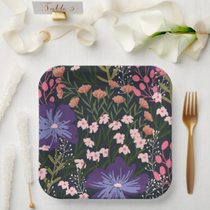 Plato De Papel Floral Y Glamour Patrón Sin Marea Color natural