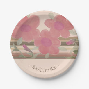 Plato De Papel Floral Y Stripe Detallados