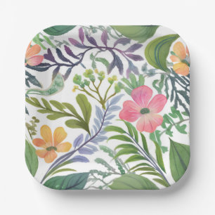 Plato De Papel Florales de flores silvestres de primavera   Campo